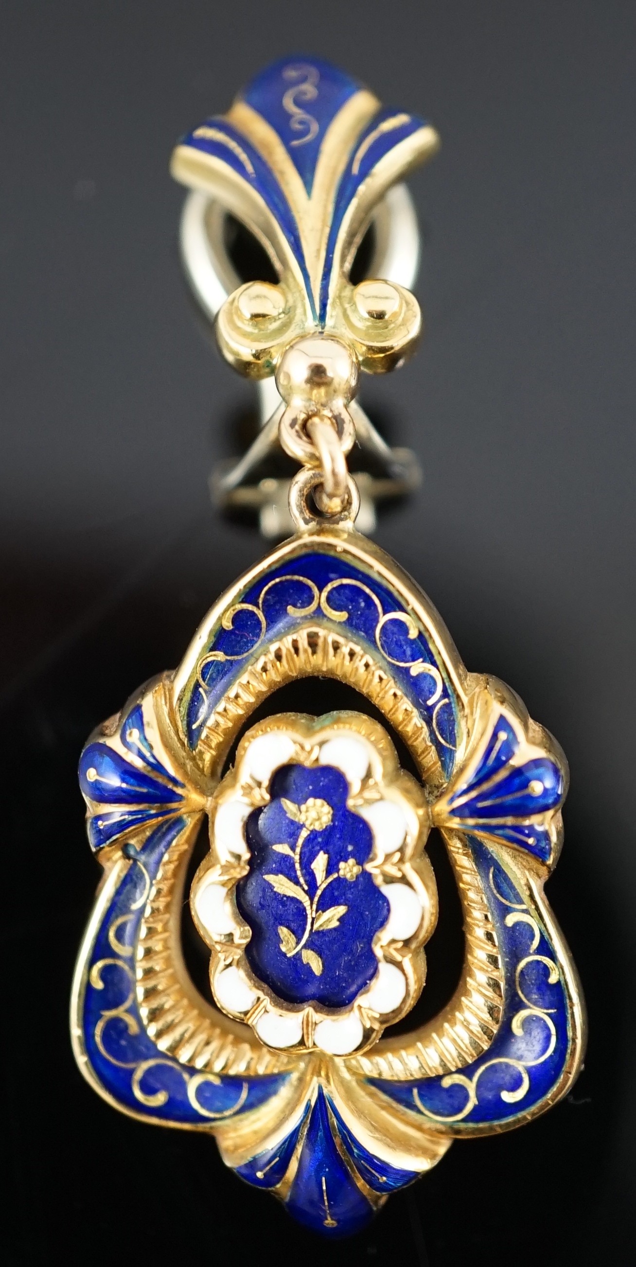 A late 19th century Swiss 18ct gold and polychrome enamelled suite of jewellery, retailed by E. Meister, Zurich